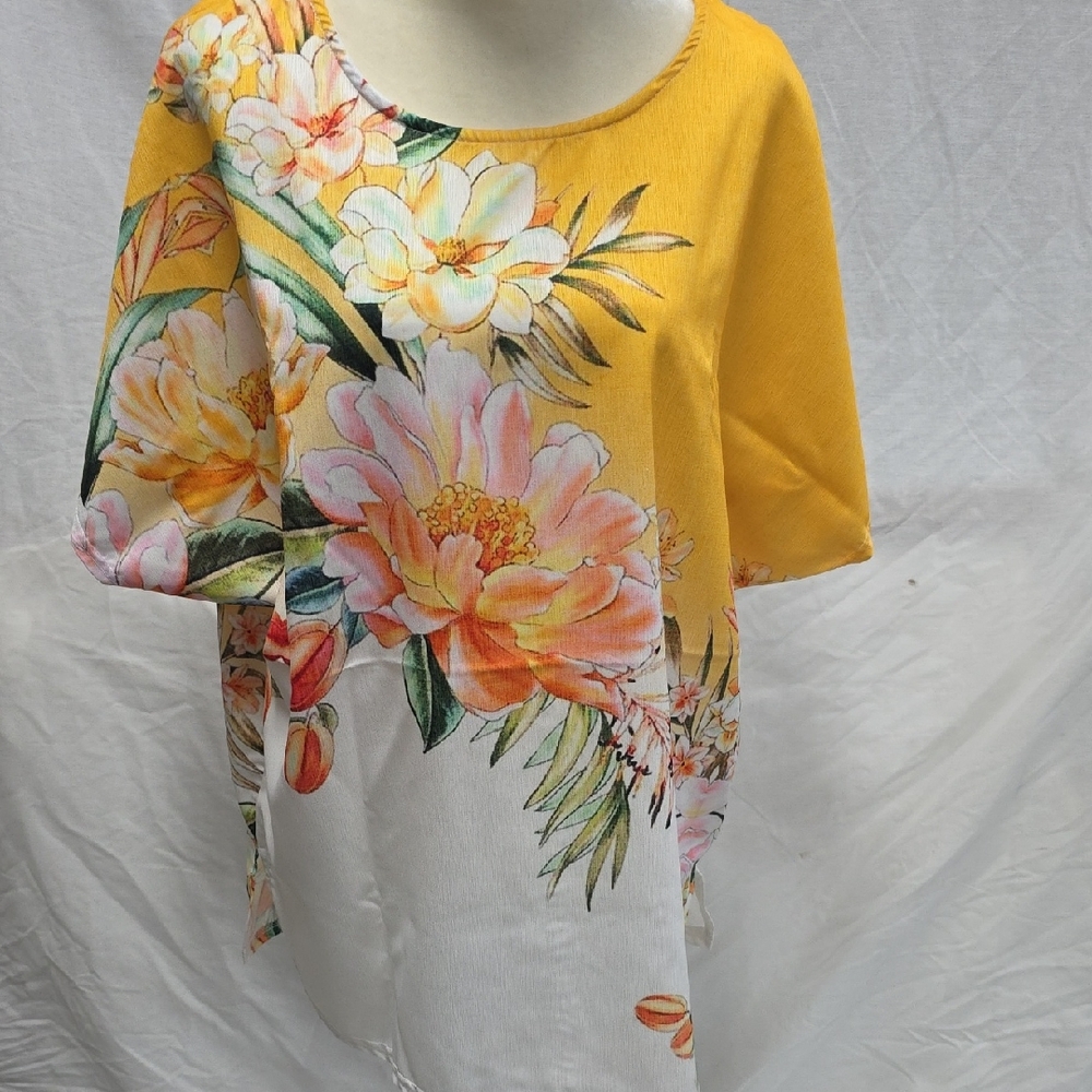 Floral Yellow and White Women's Top